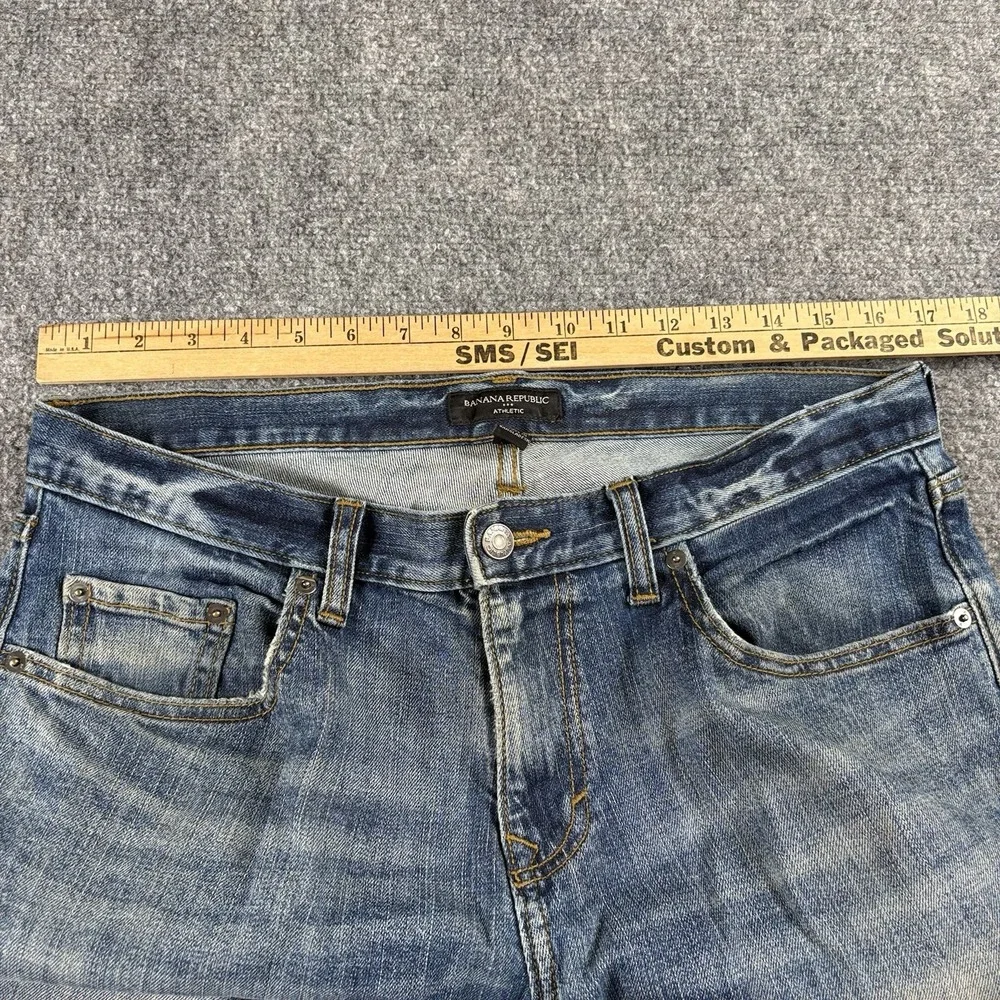 Banana Republic Athletic Jeans Mens 33x30 Blue Straight Whiskered Streetwear Y2K